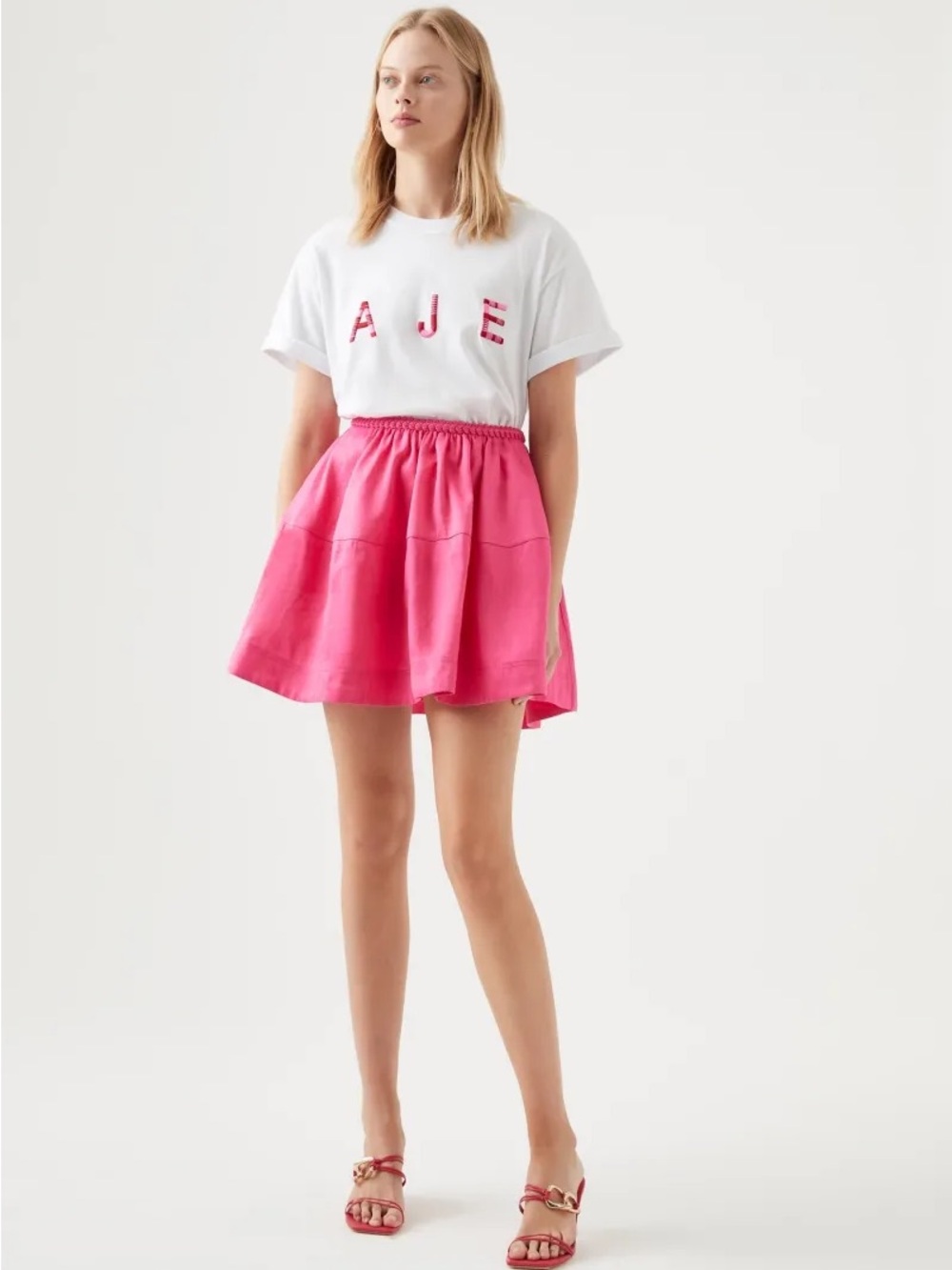 Aje Women's Pink Anne Linen-blend Mini Skirt